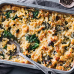 Lobster and Truffle Mac & Cheese Casserole with Crispy Kale Topping